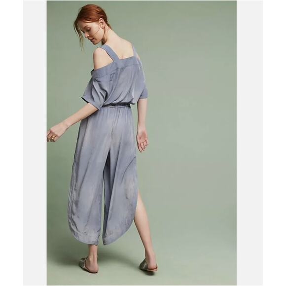 Anthropologie Saturday Sunday Kathrynne Cold Shoulder Gray Blue Jumpsuit XS - Picture 3 of 12